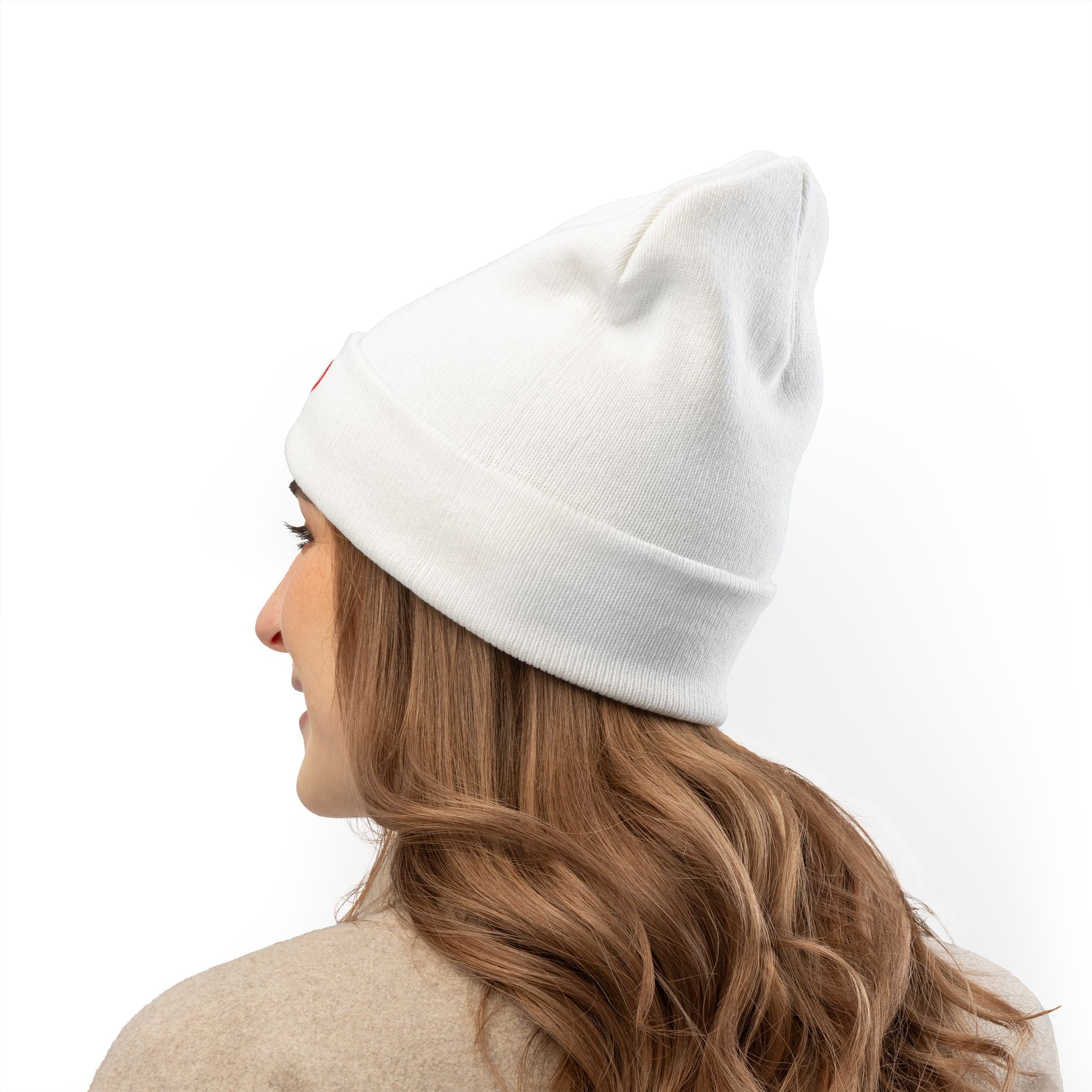 Heart "StL" Knit Beanie - White