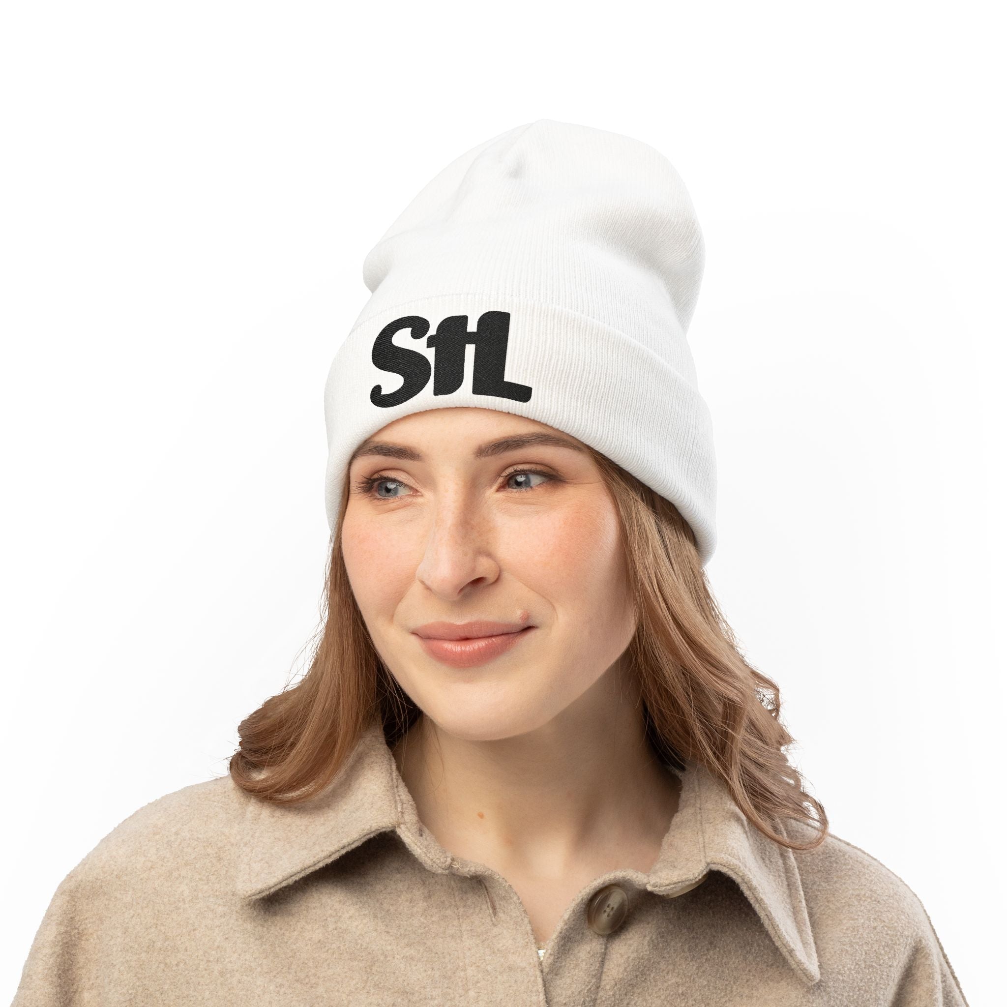 St Louis Magazine "StL" Knit Beanie - White